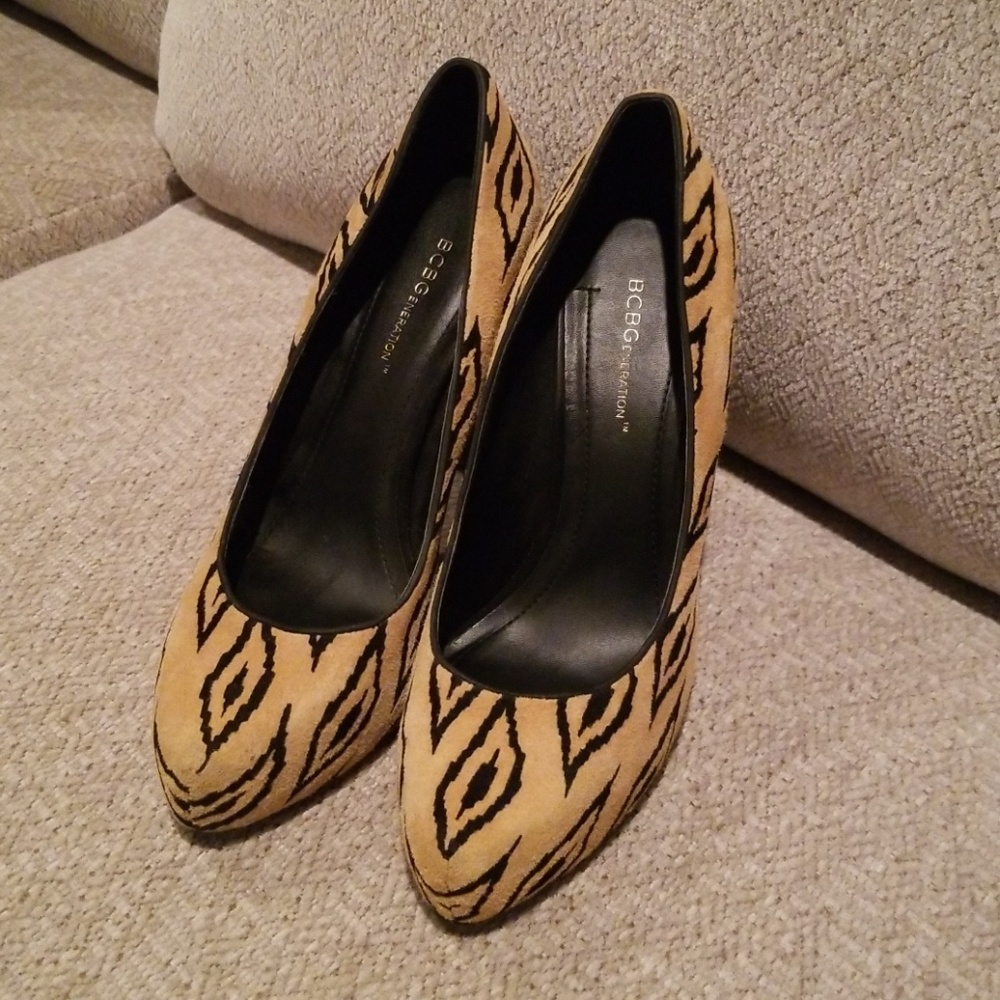 BCBGeneration Arican Print Suede High Heel